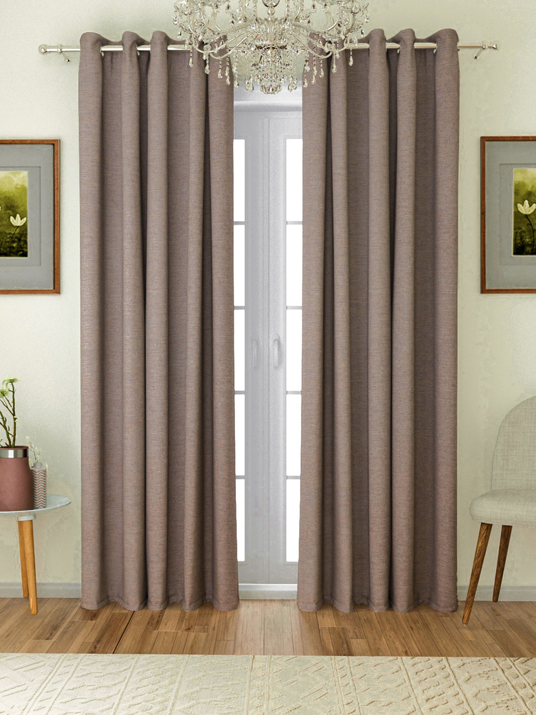 

ROMEE Set of 2 Brown Solid Room Darkening Door Curtains