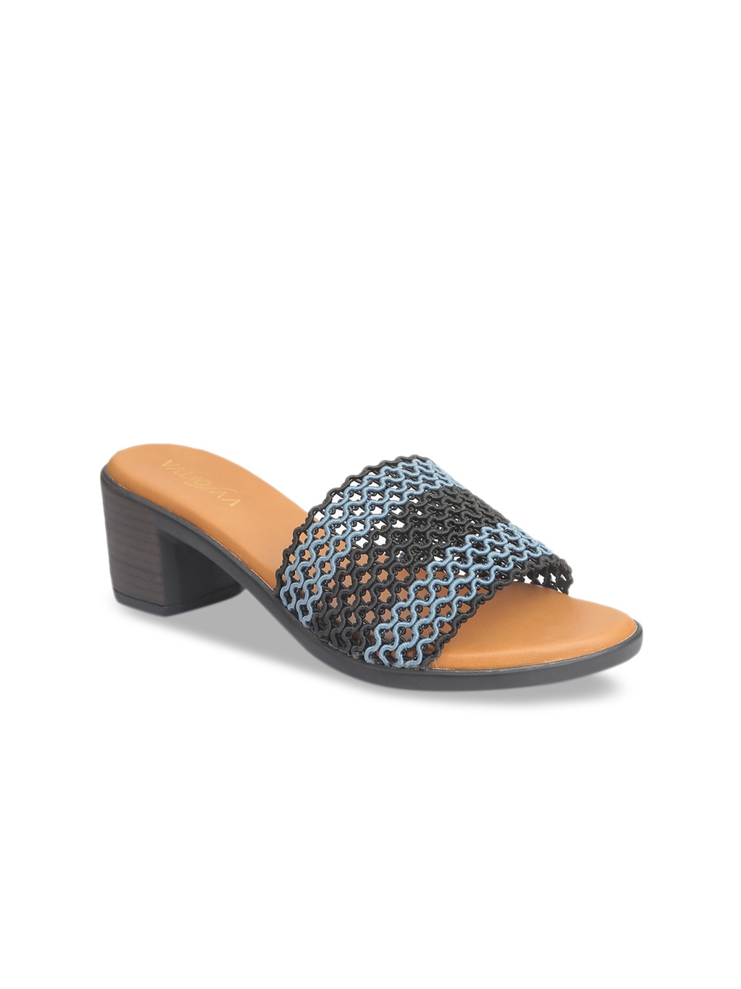 

VALIOSAA Women Black & Blue Woven Design Heels