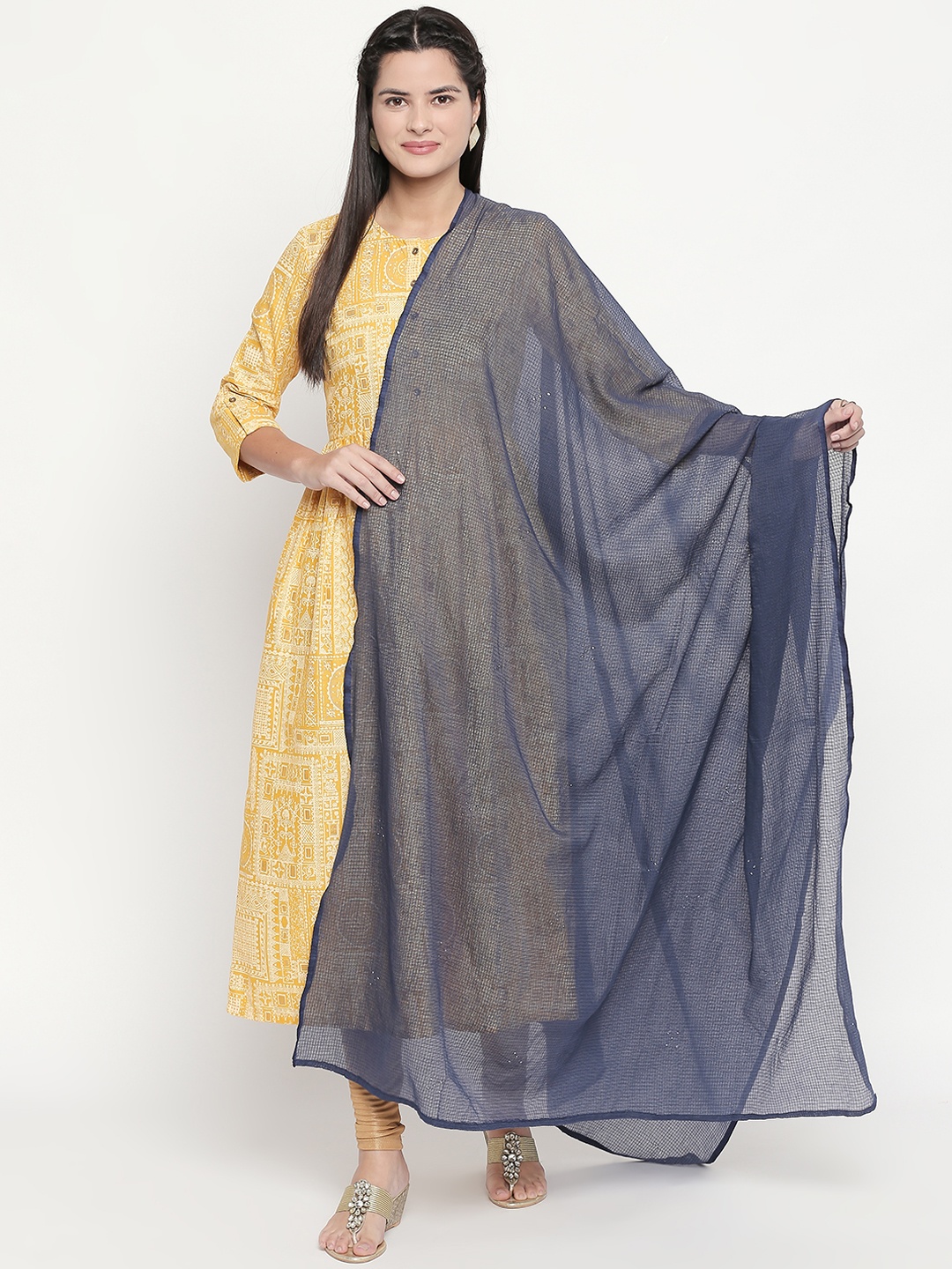 

RANGMANCH BY PANTALOONS Navy Blue Printed Dupatta