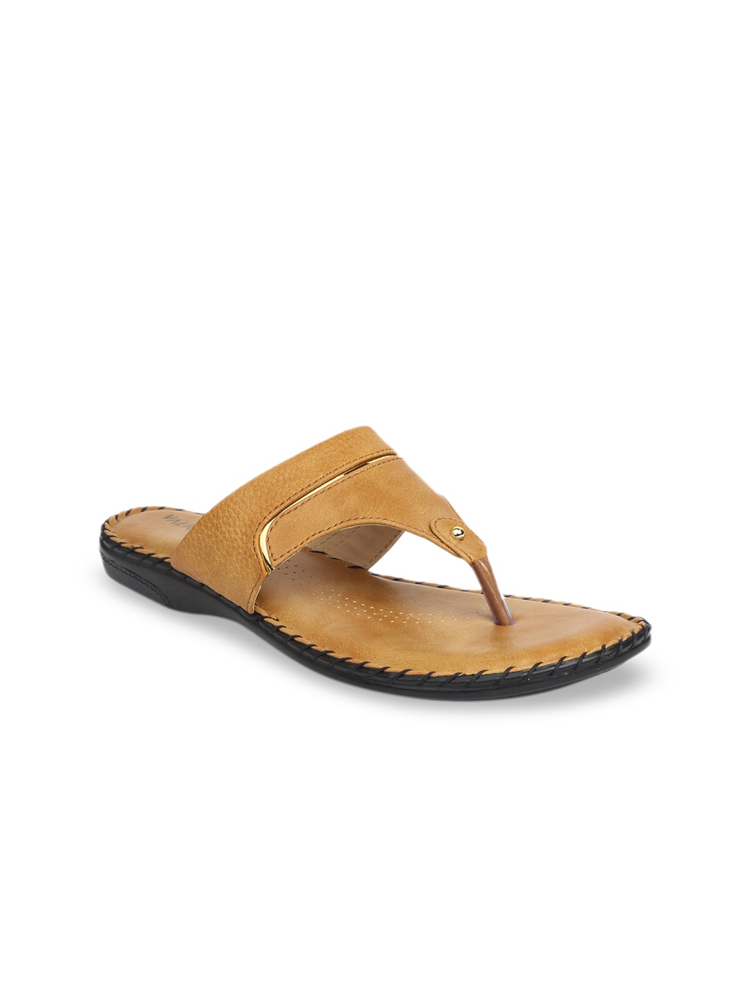 VALIOSAA Women Tan Textured Open Toe Flats