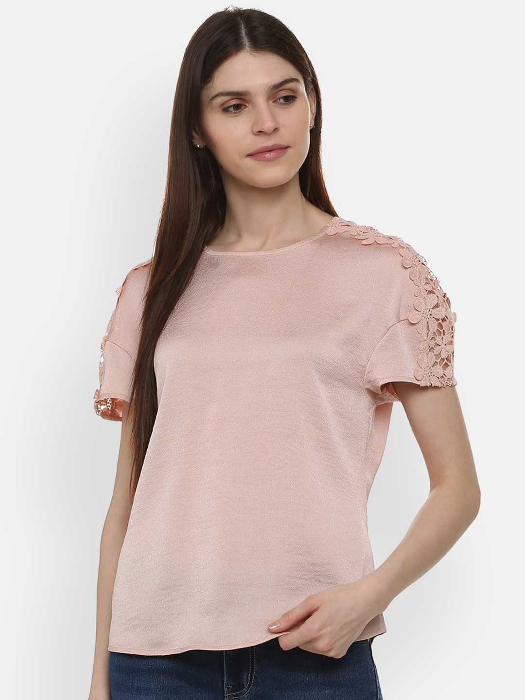 

People Women Pink Solid Top