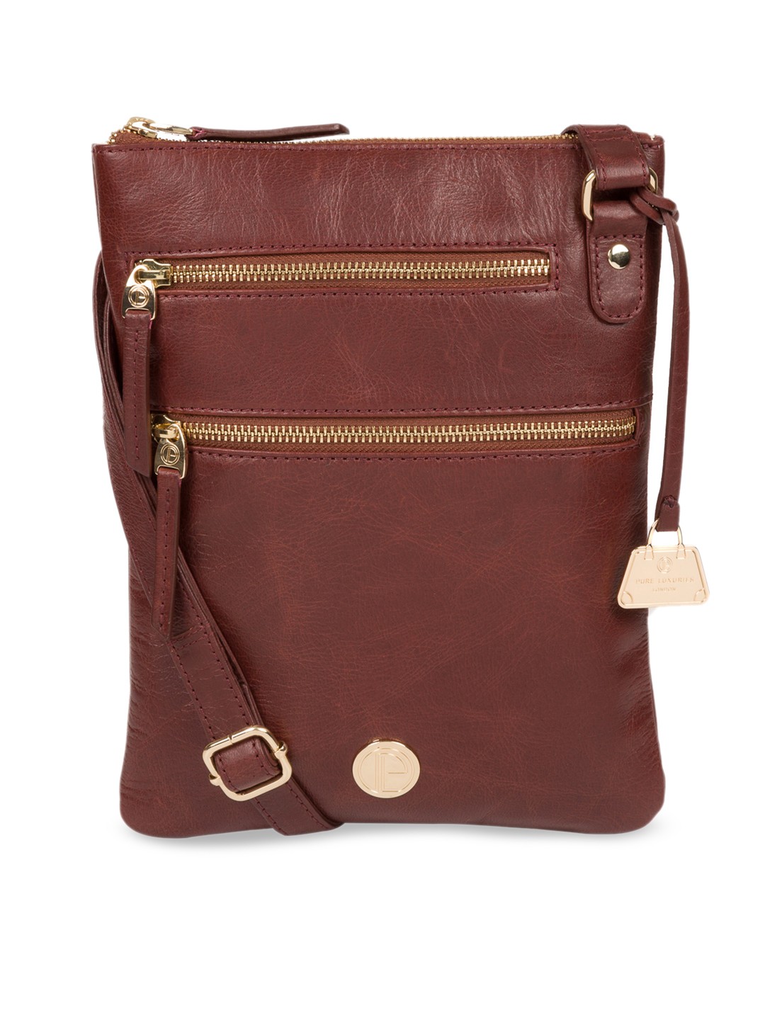 

PURE LUXURIES LONDON Women Brown Solid Genuine Leather Gardenia Sling Bag