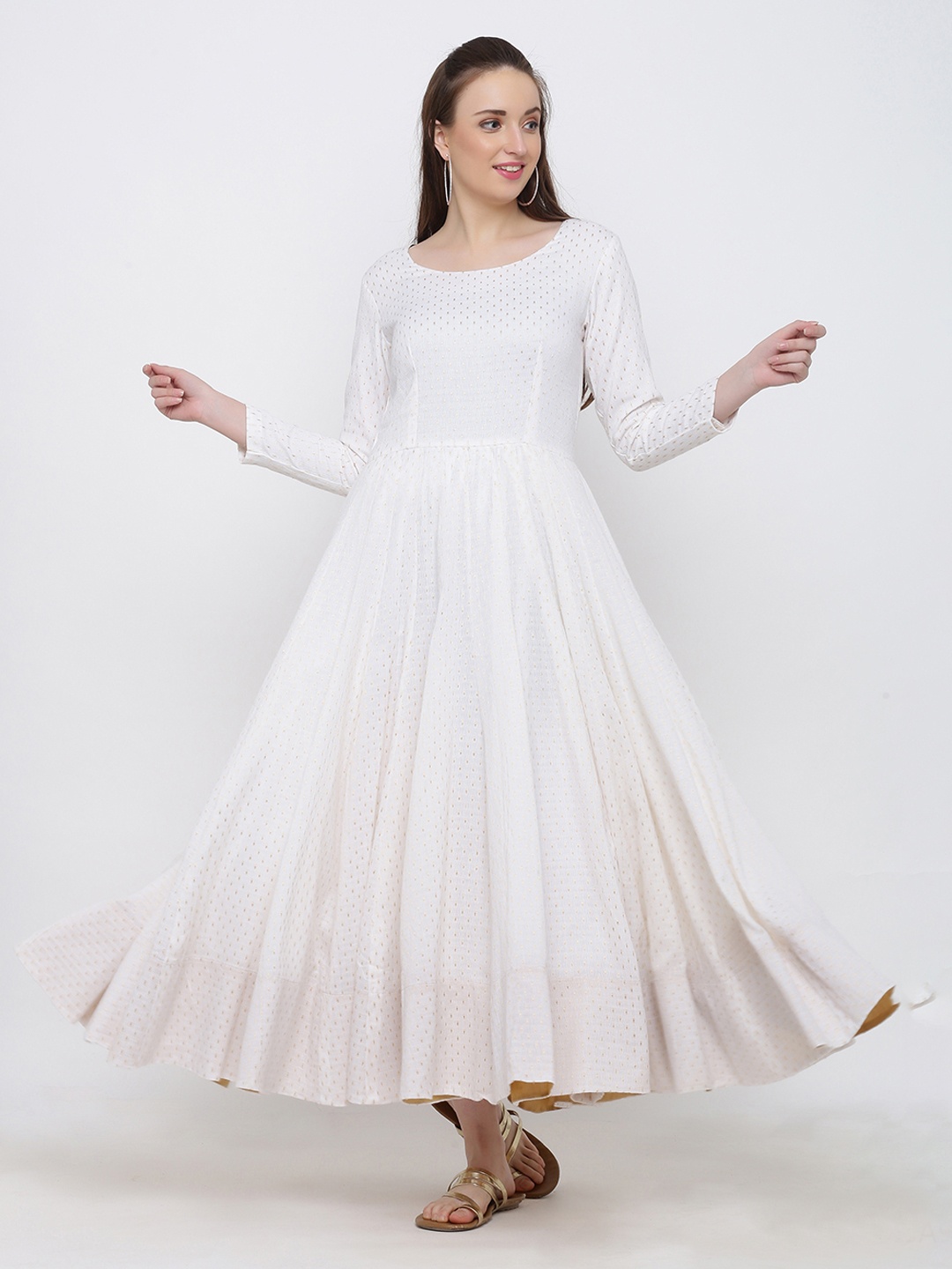 

Indian Virasat Women Self Design White Maxi Dress