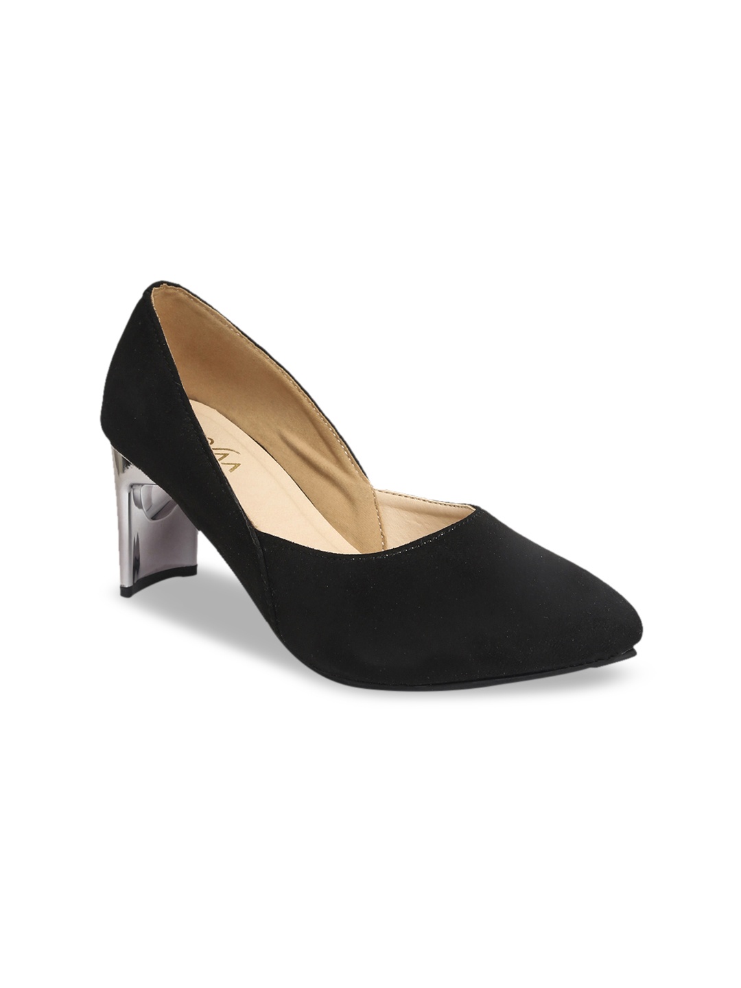 

VALIOSAA Women Black Solid Suede Pumps