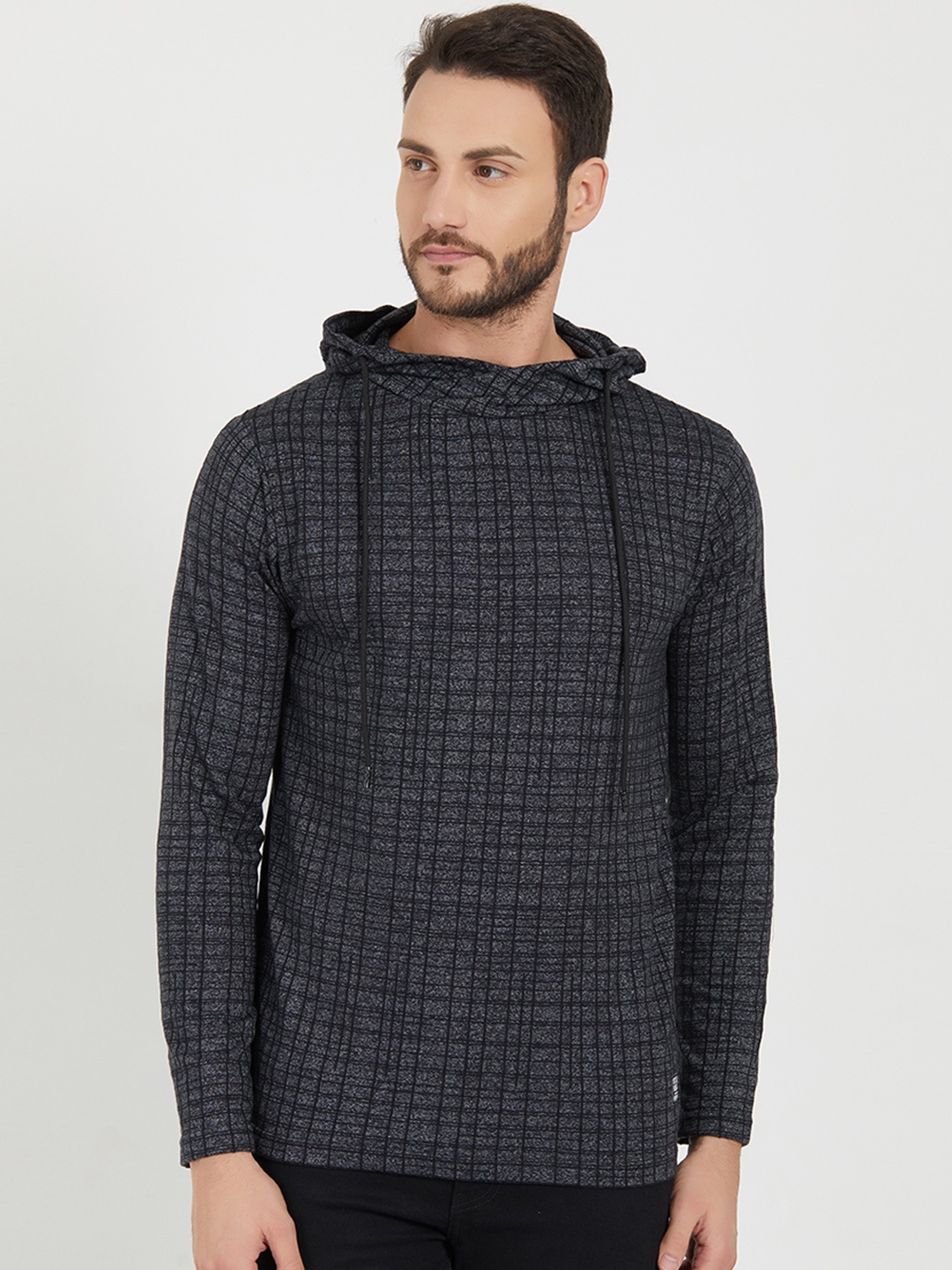 

Status Quo Men Black & Grey Checked Hooded Sweatshirt