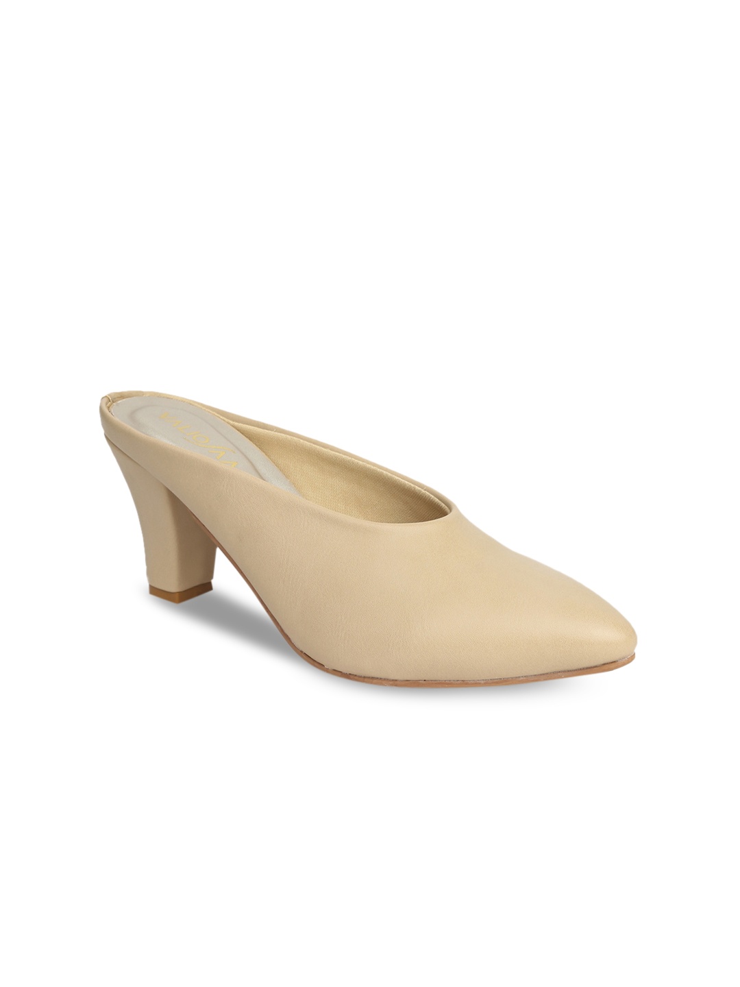 

VALIOSAA Women Cream-Coloured Solid Mules