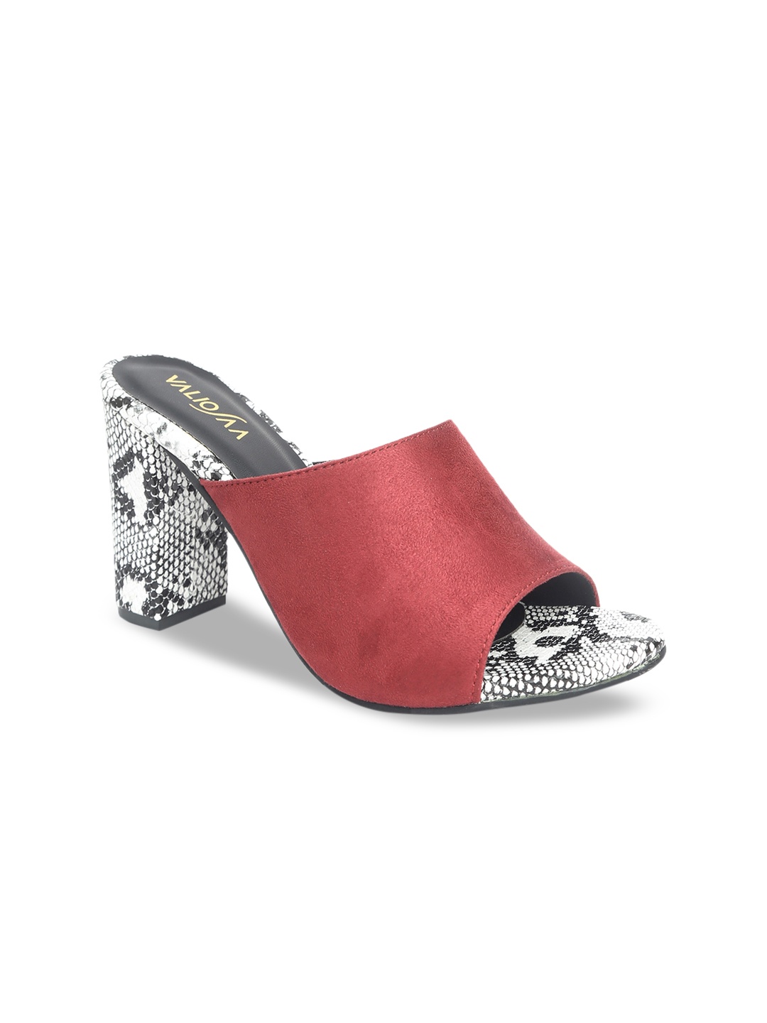 

VALIOSAA Women Maroon Solid Suede Mules