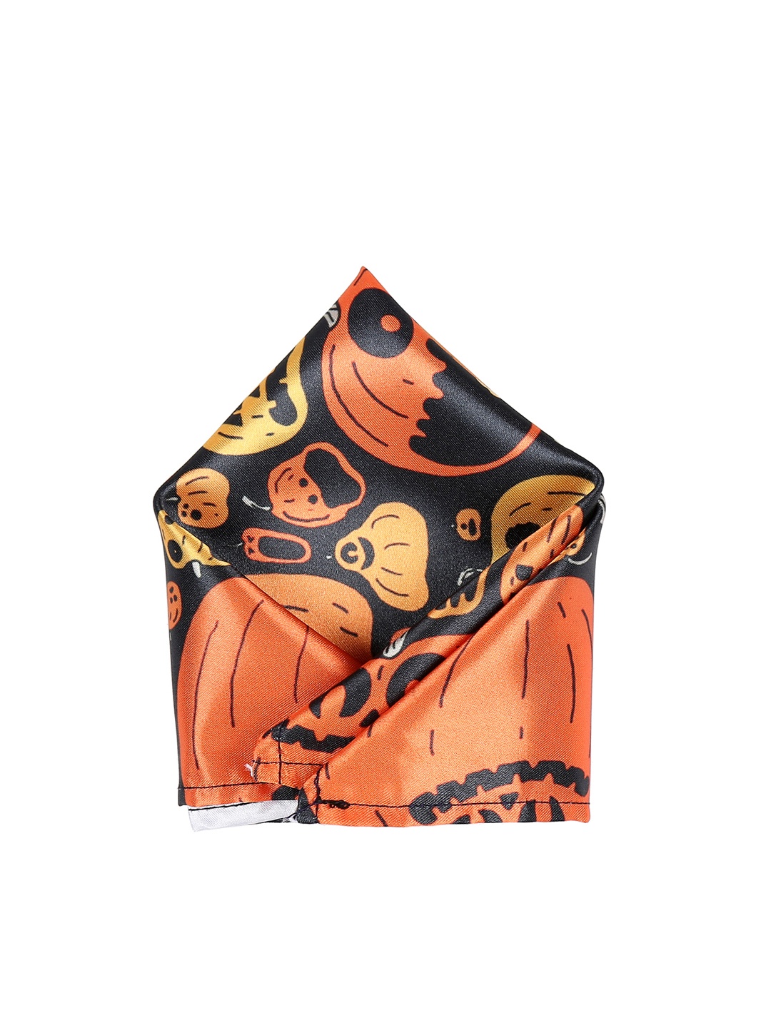 Blacksmith Men Black & Orange Printed Pocket Squares, Multi
