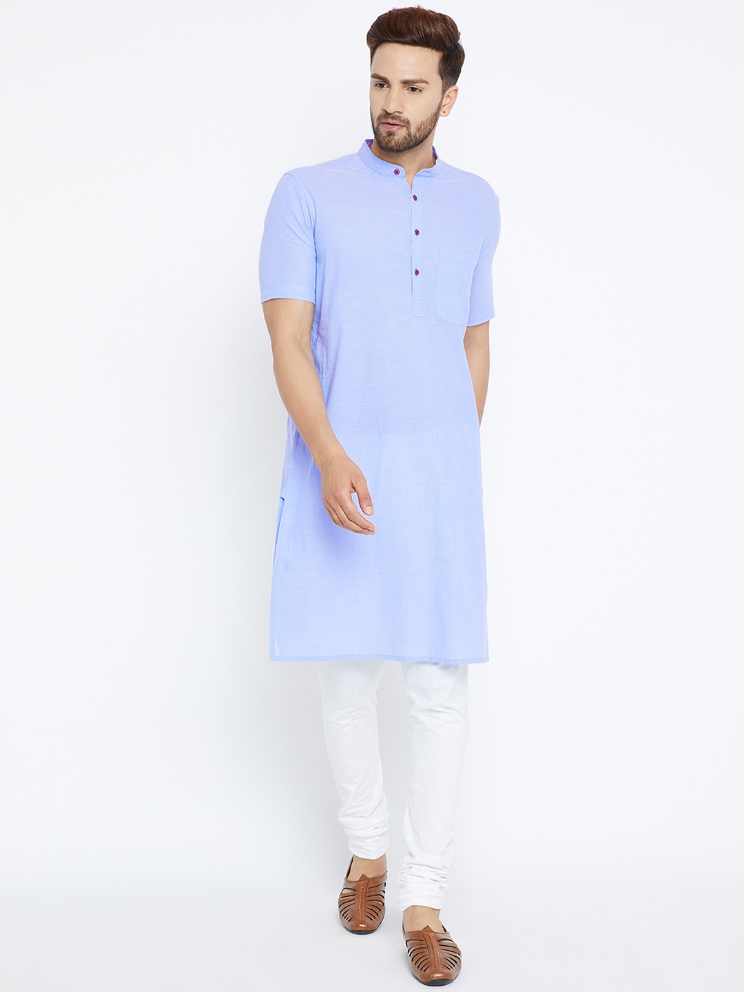 

even Men Blue Solid Straight Kurta