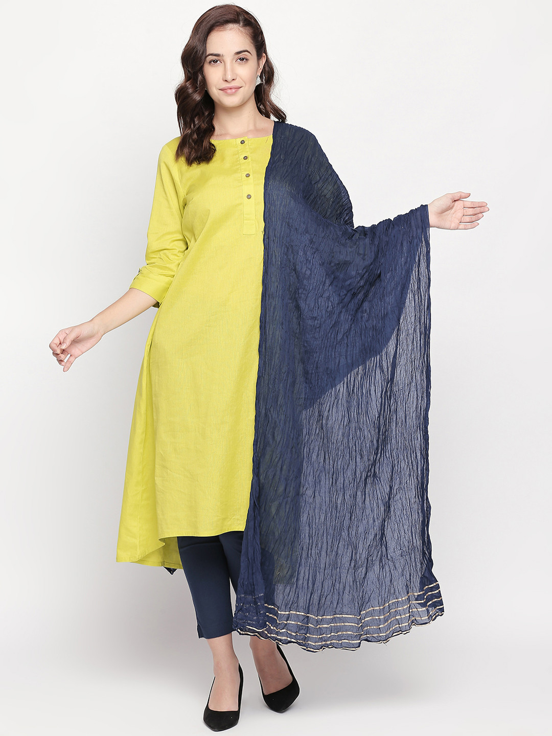 

RANGMANCH BY PANTALOONS Blue Solid Pure Cotton Dupatta