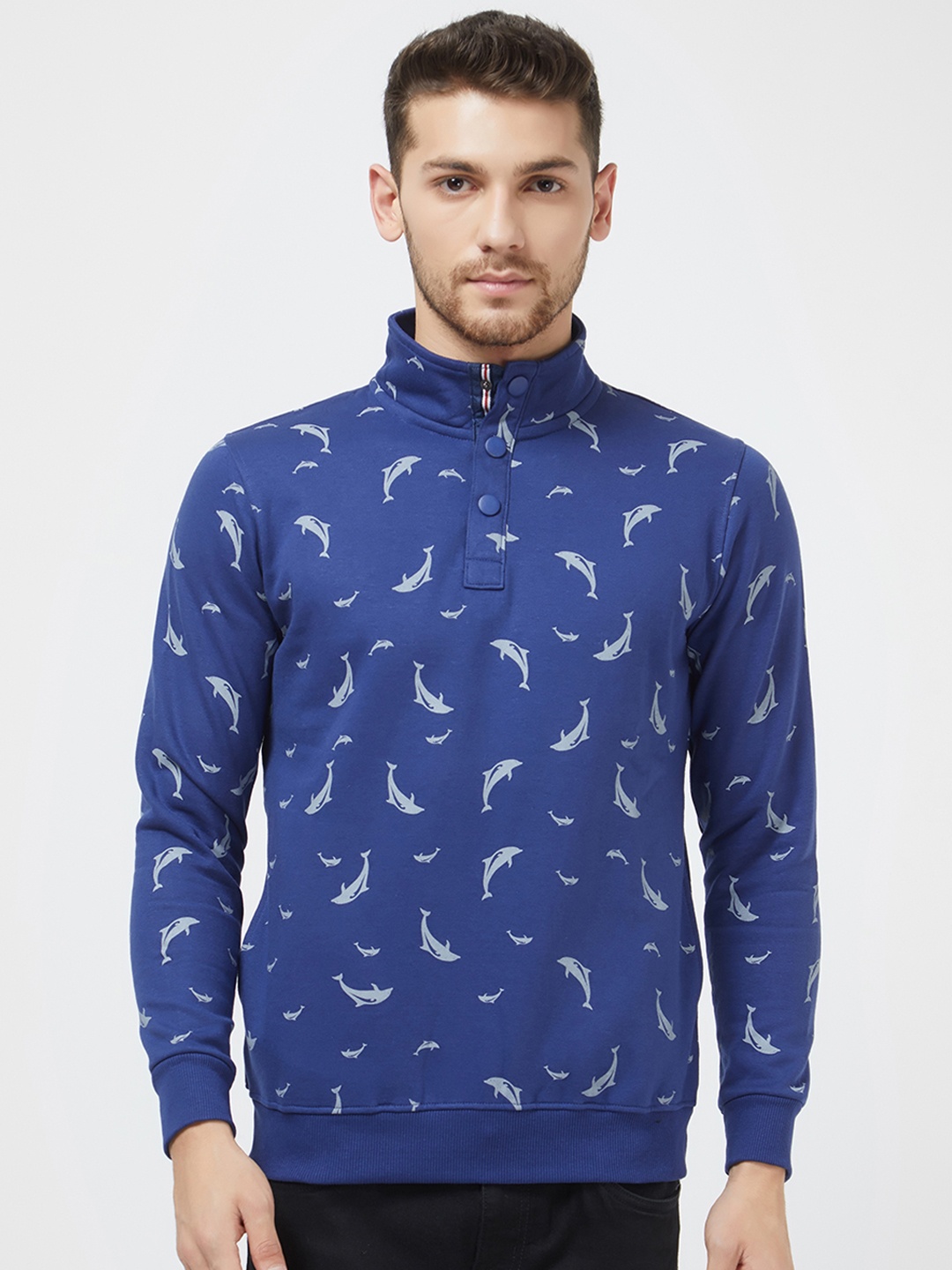 

Status Quo Men Blue & Grey Printed Sweatshirt