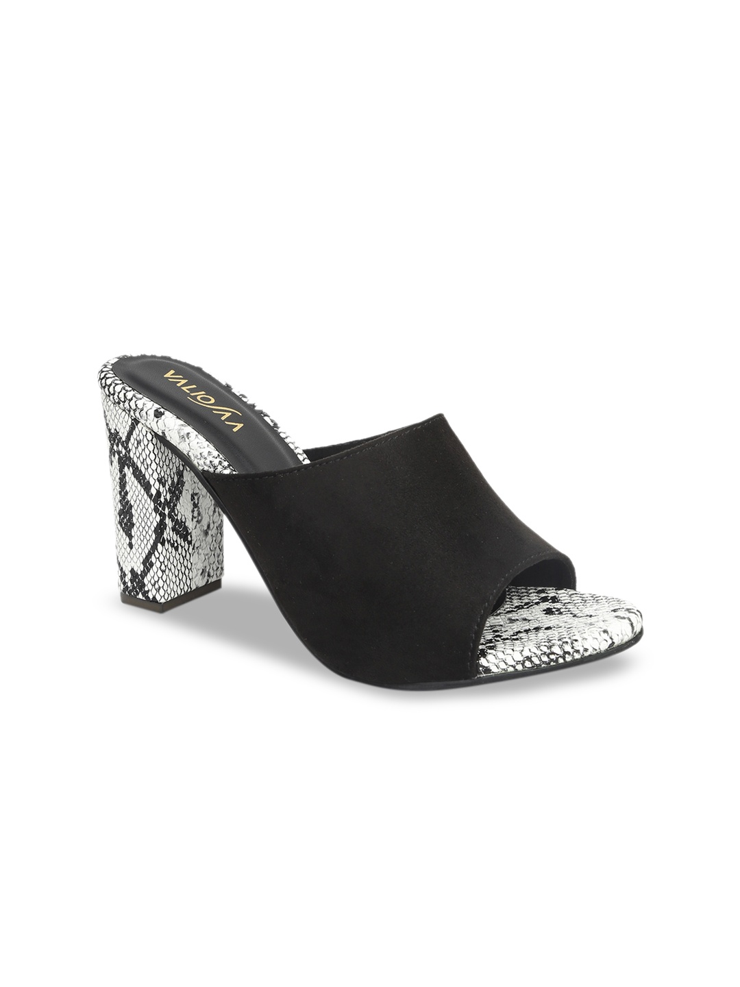 

VALIOSAA Women Black Solid Suede Heels