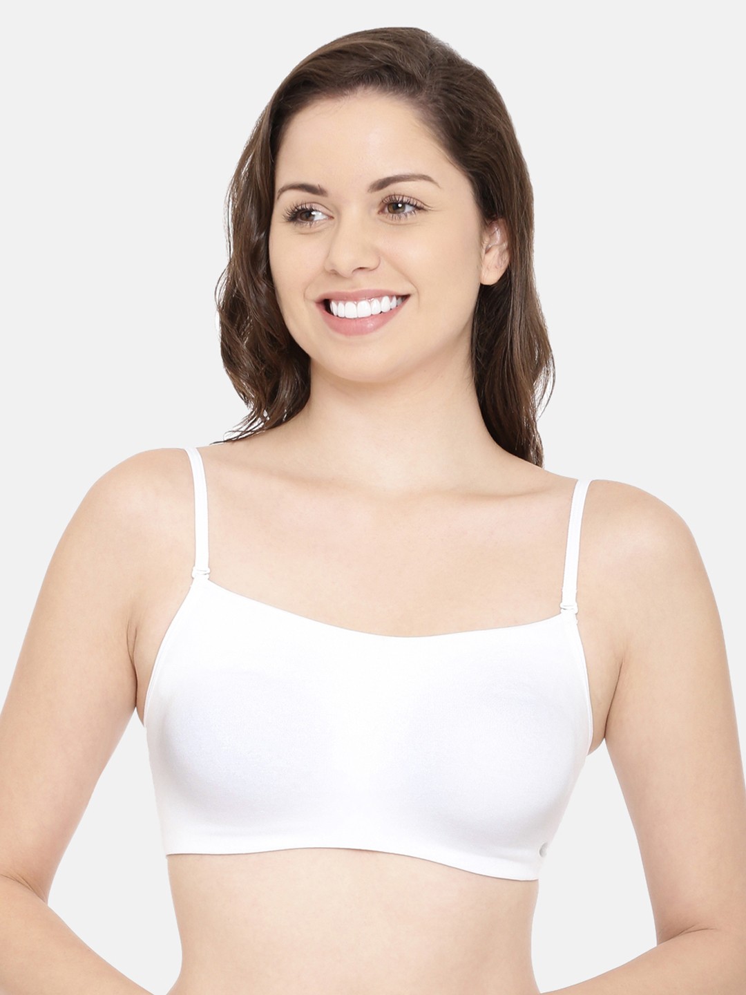 

Enamor Women White Cami Cotton Bra Non-Padded Non Wired With Detachable Straps