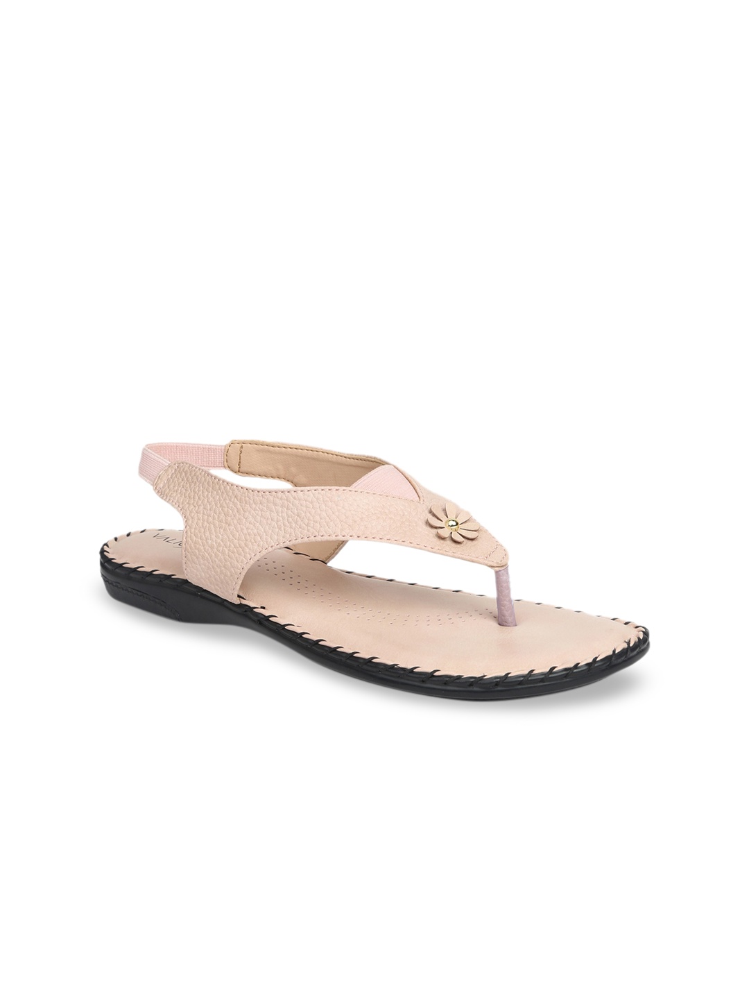 

VALIOSAA Women Beige Textured Open Toe Flats