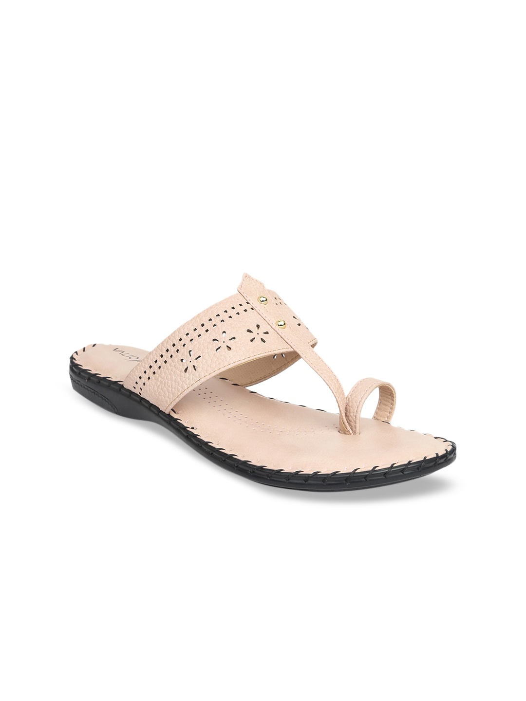 

VALIOSAA Women Beige Textured One Toe Flats