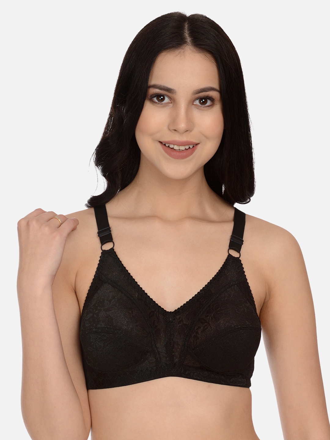 

mod & shy Women Black Solid Non-Wired Non Padded Minimizer Bra MS13