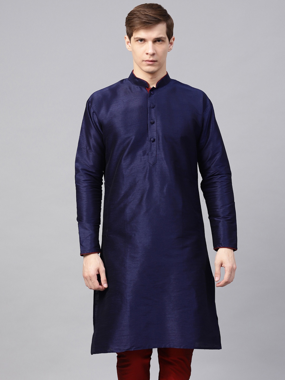 

SOJANYA Men Navy Blue Solid Straight Kurta