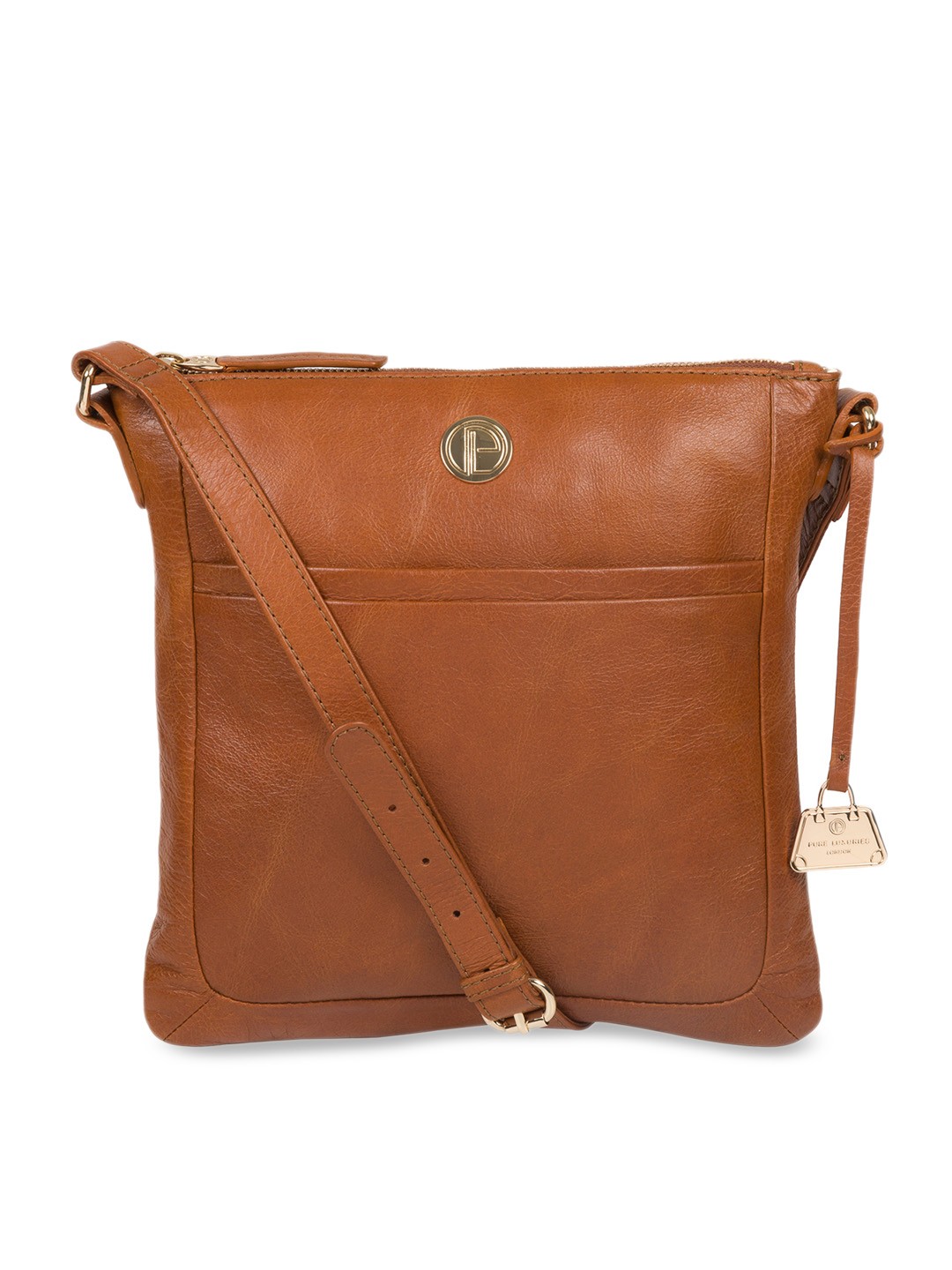 

PURE LUXURIES LONDON Women Brown Solid Genuine Leather Lotus Sling Bag, Tan