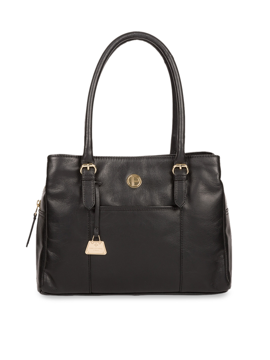 

PURE LUXURIES LONDON Women Black Solid Genuine Leather Fleur Shoulder Bag