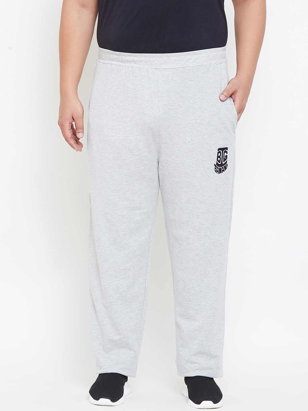 

bigbanana Plus Size Men Grey Solid Track Pants