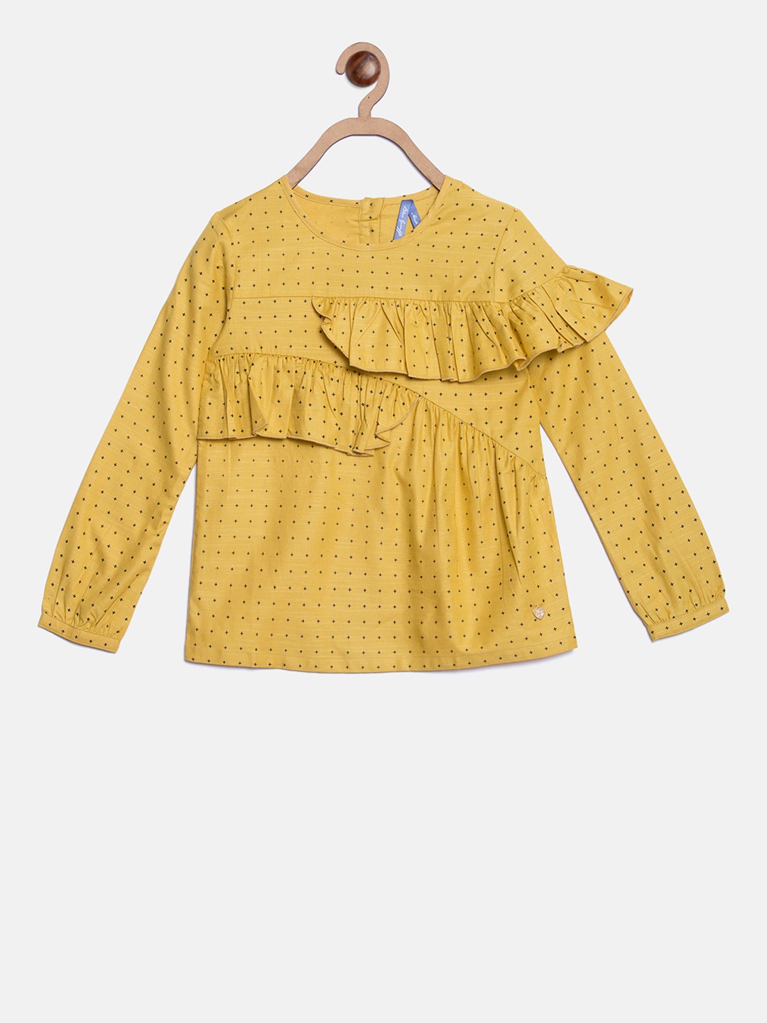 

Blue Giraffe Girls Yellow Printed Top