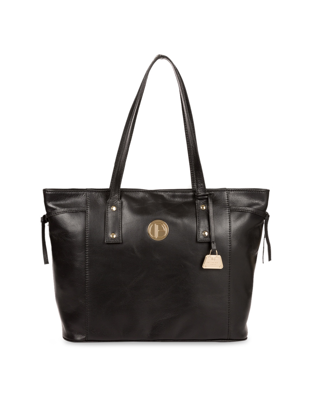 

PURE LUXURIES LONDON Women Black Solid Genuine Leather Calista Tote Bag