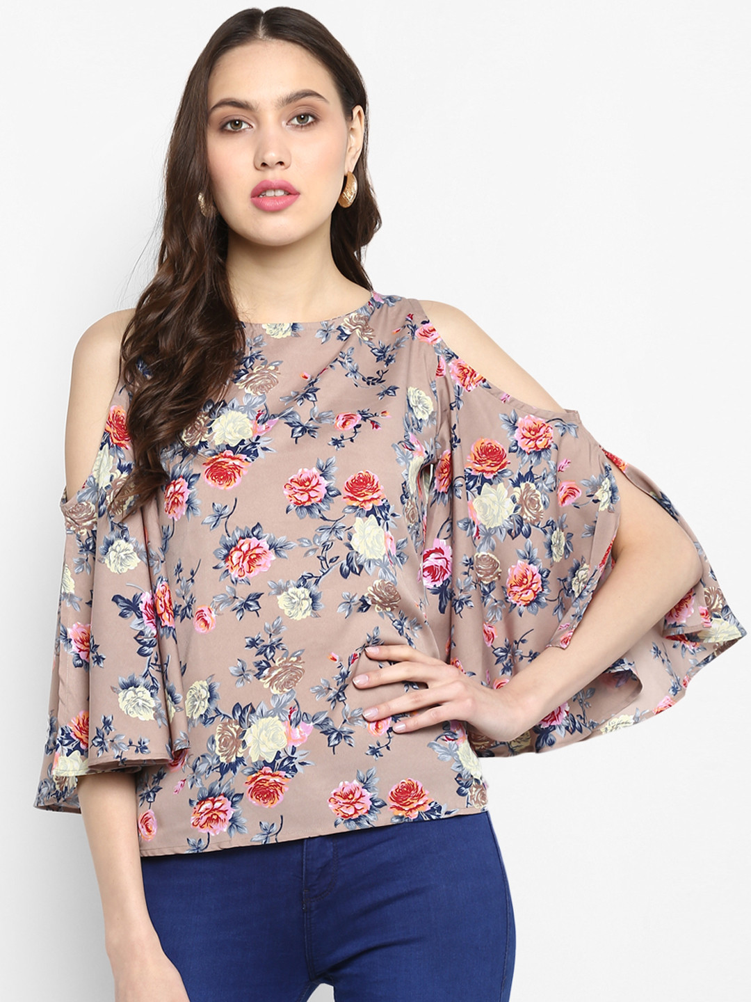 

One Femme Women Brown Printed Top