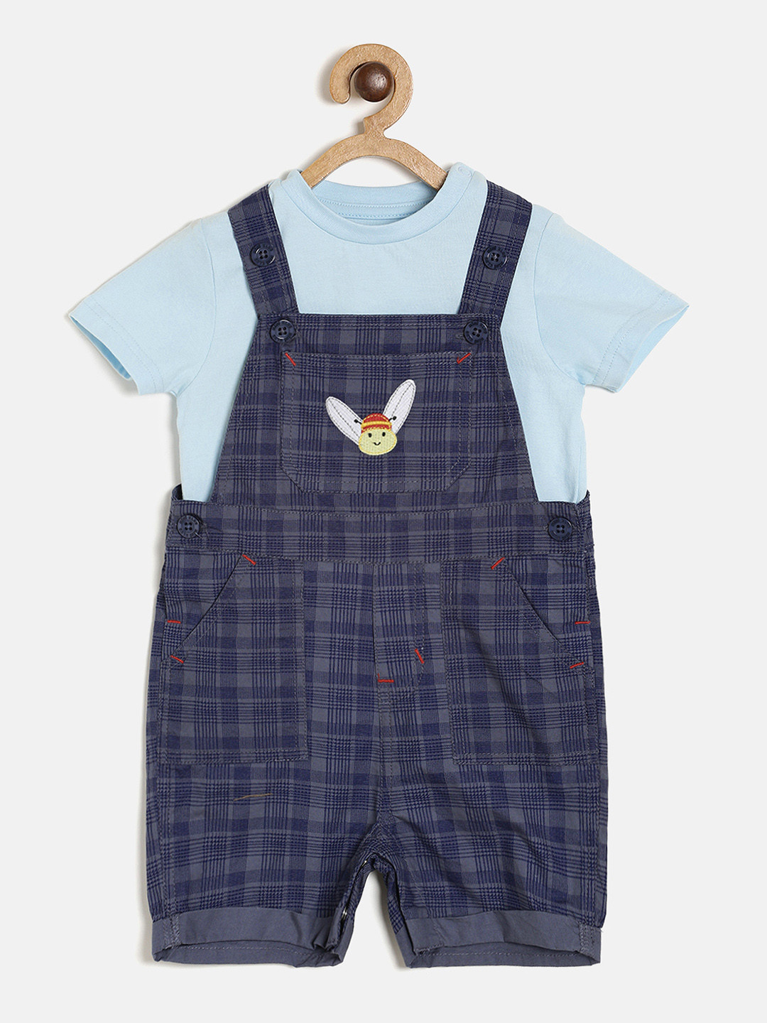 

MINI KLUB Boys Blue Solid T-shirt with Dungarees