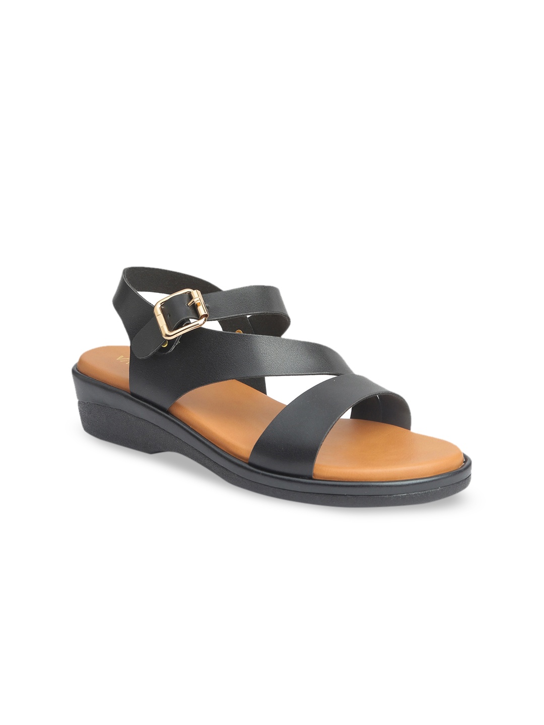 

VALIOSAA Women Black Solid Sandals