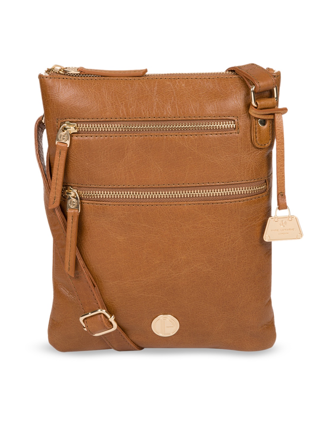 

PURE LUXURIES LONDON Women Tan Brown Solid Genuine Leather Gardenia Sling Bag