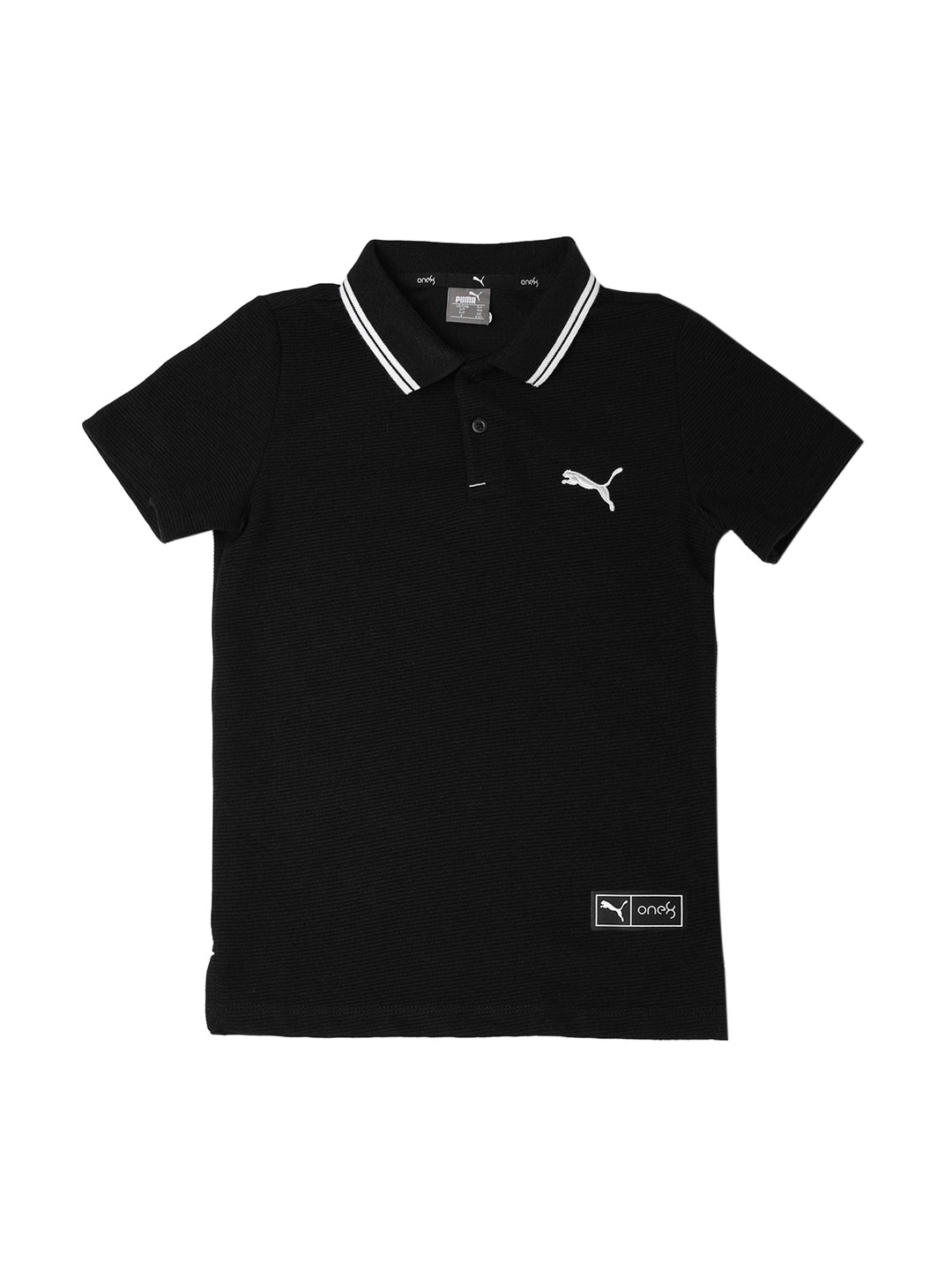 

Puma Boys Black Solid Polo Collar T-shirt