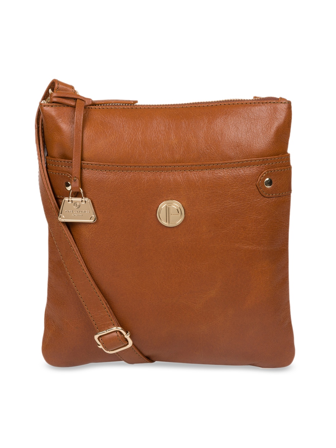 

PURE LUXURIES LONDON Women Brown Solid Genuine Leather Briony Sling Bag
