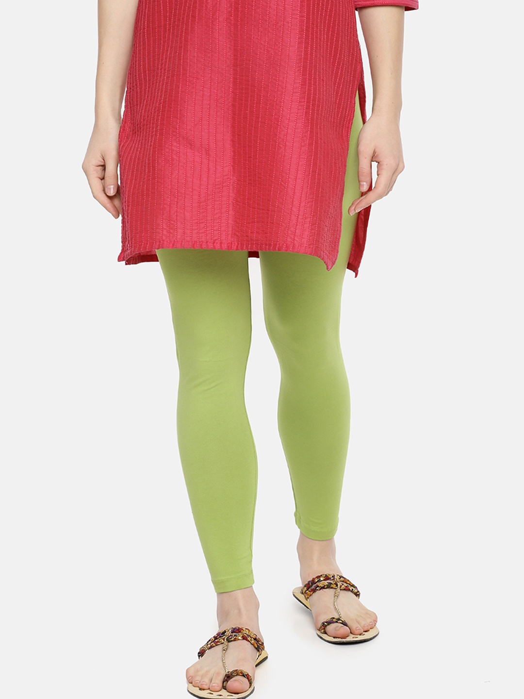 

Dollar Missy Women Green Solid Ankle Length Leggings