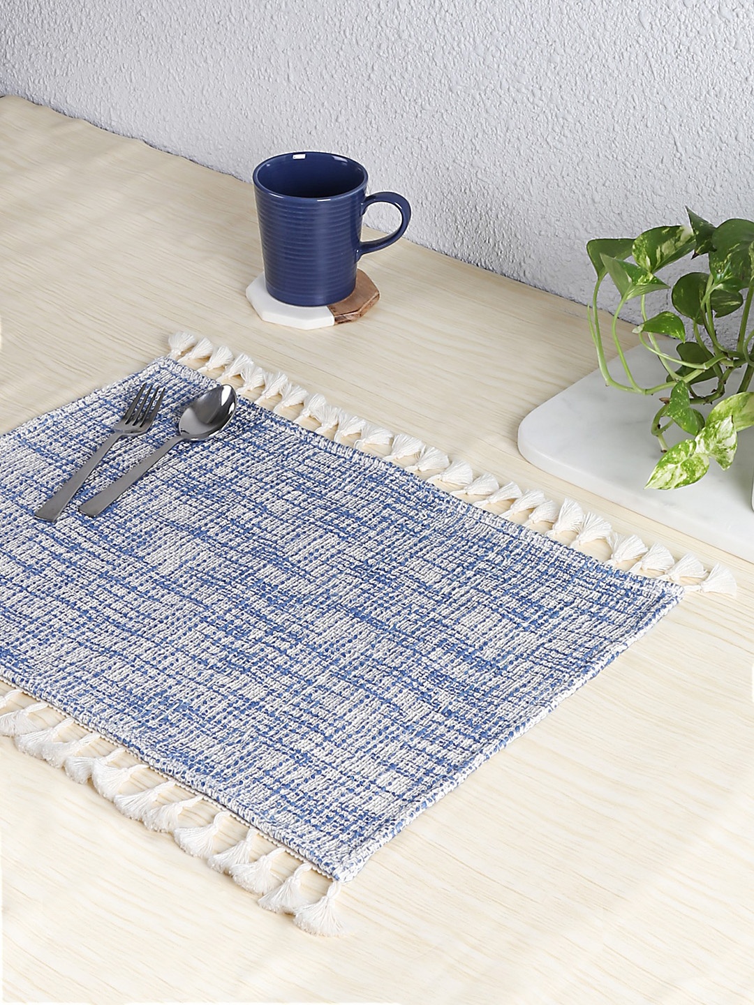 

House This Arabian Sea Set of 4 Blue Woven Design This Arabian Sea Table Placemats
