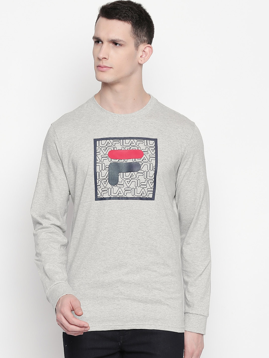 

FILA Men Grey Printed Round Neck T-shirt