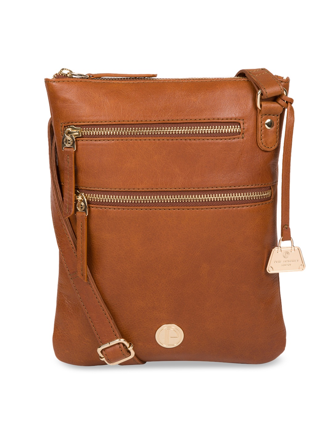 

PURE LUXURIES LONDON Women Brown Solid Genuine Leather Gardenia Sling Bag