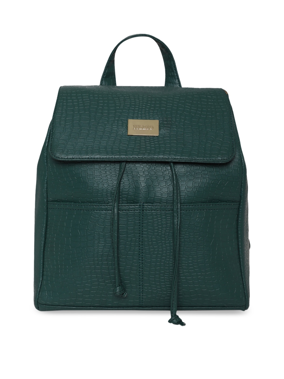 KLEIO Women Croco Textured Backpack, Olive