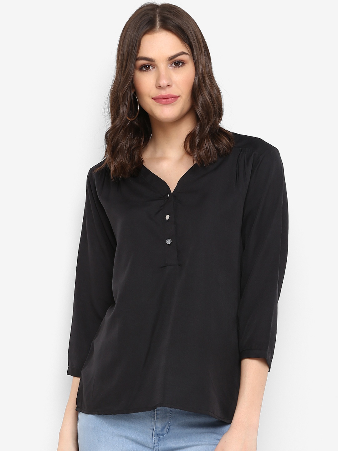 

One Femme Women Black Solid Top