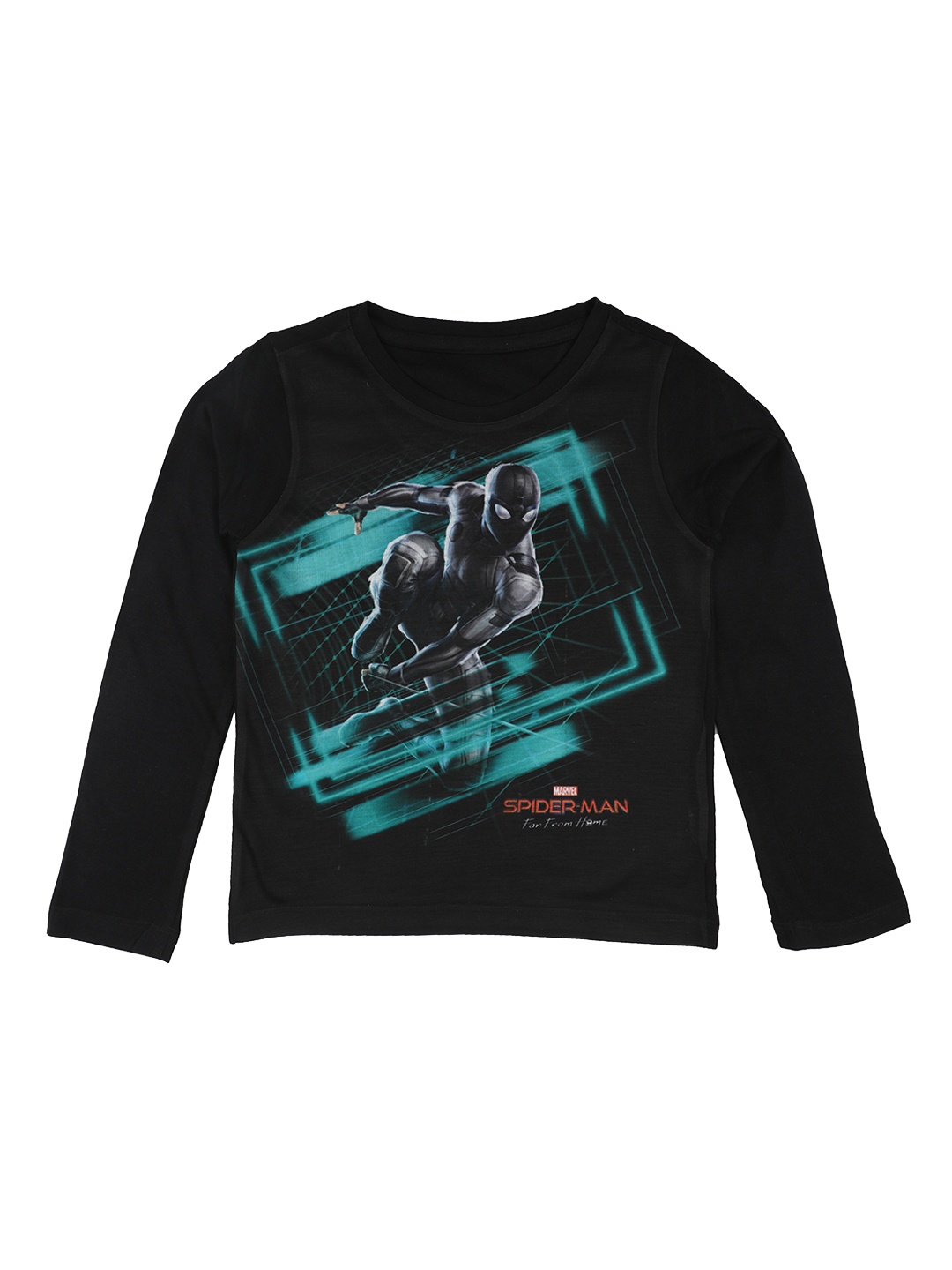 Marvel by Wear Your Mind Boys Black Printed Round Neck T-shirt