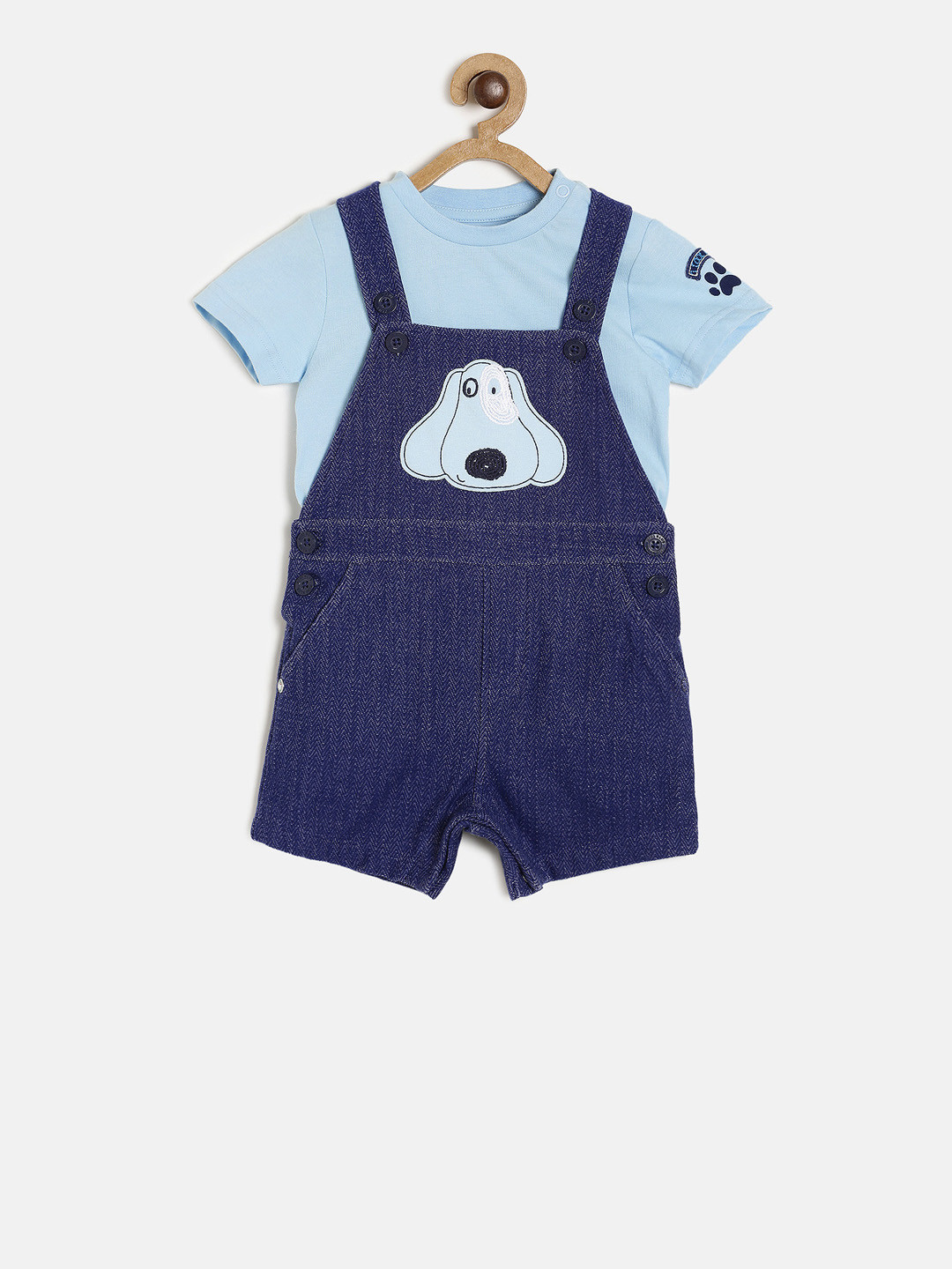 

MINI KLUB Boys Blue Solid T-shirt with Dungarees