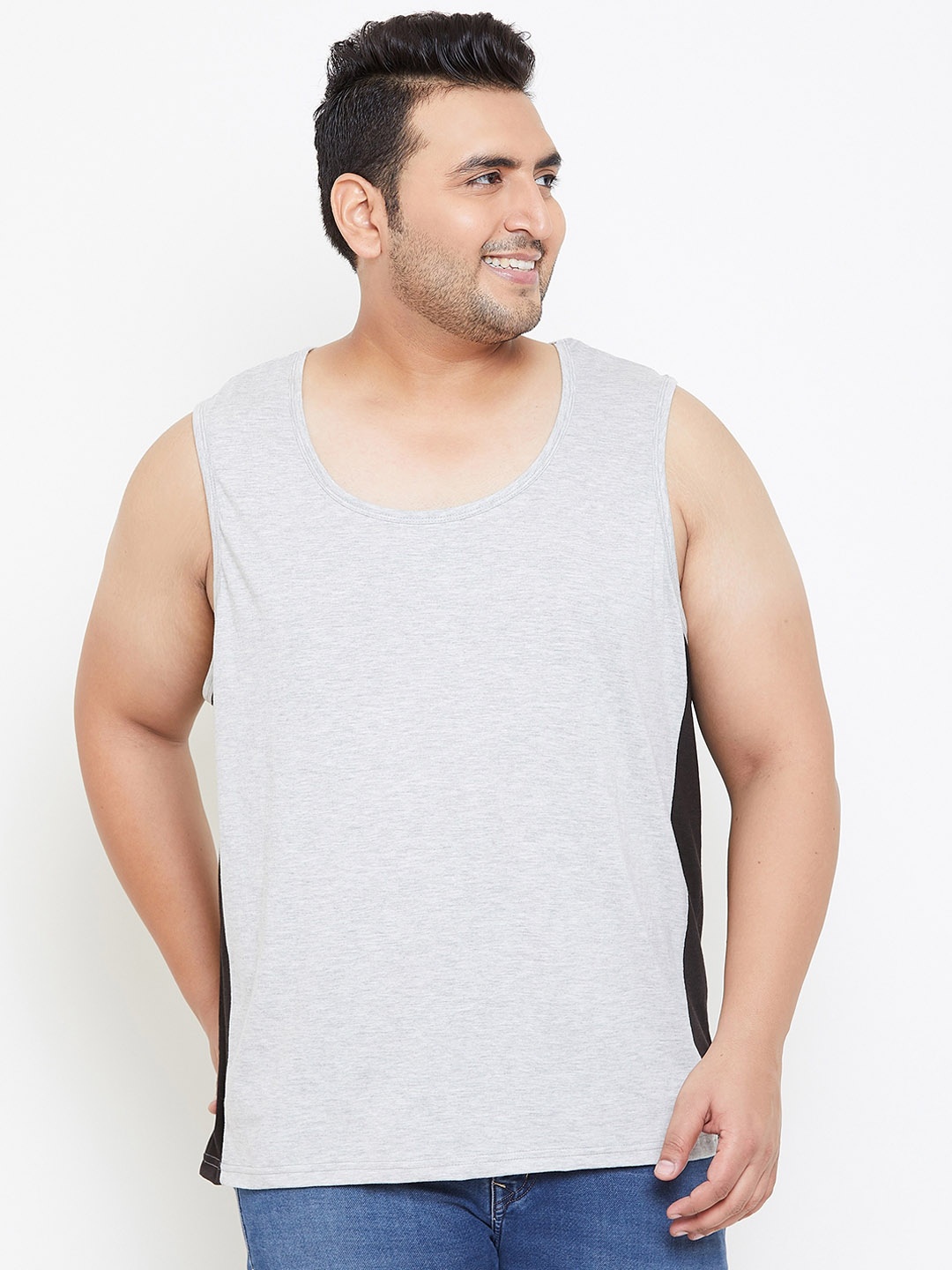

bigbanana Plus Size Men Grey Solid Snow Innerwear Vest
