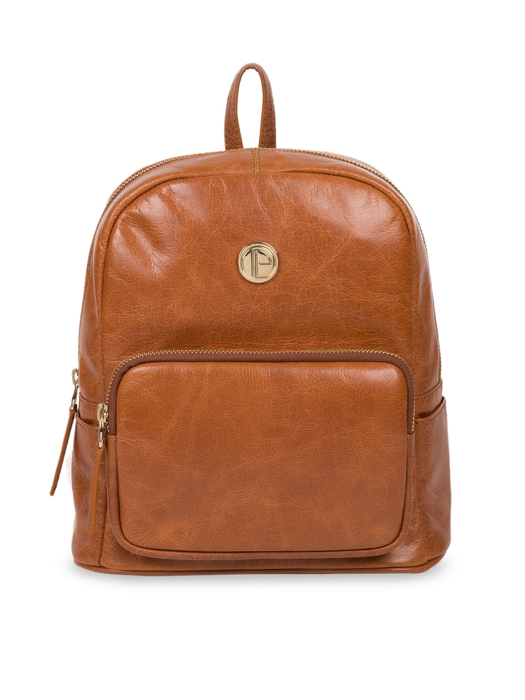 

PURE LUXURIES LONDON Women Camel Brown Solid Genuine Leather Cora Backpack