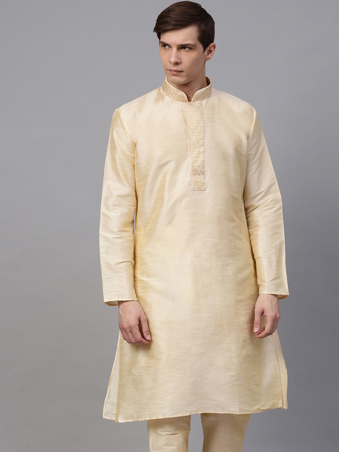 

SOJANYA Men Beige Solid Straight Kurta