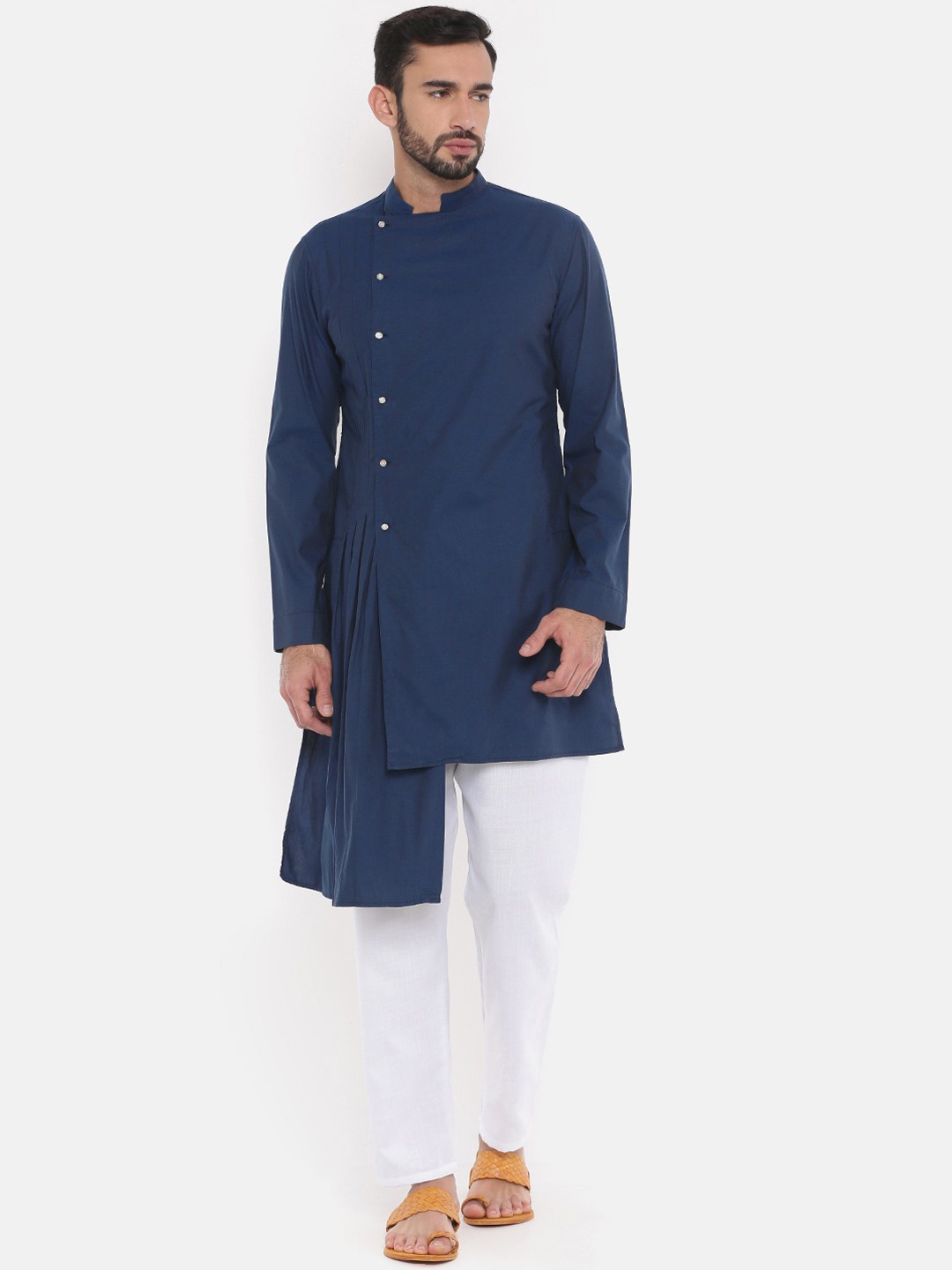 

Freehand Men Blue Solid Straight Kurta