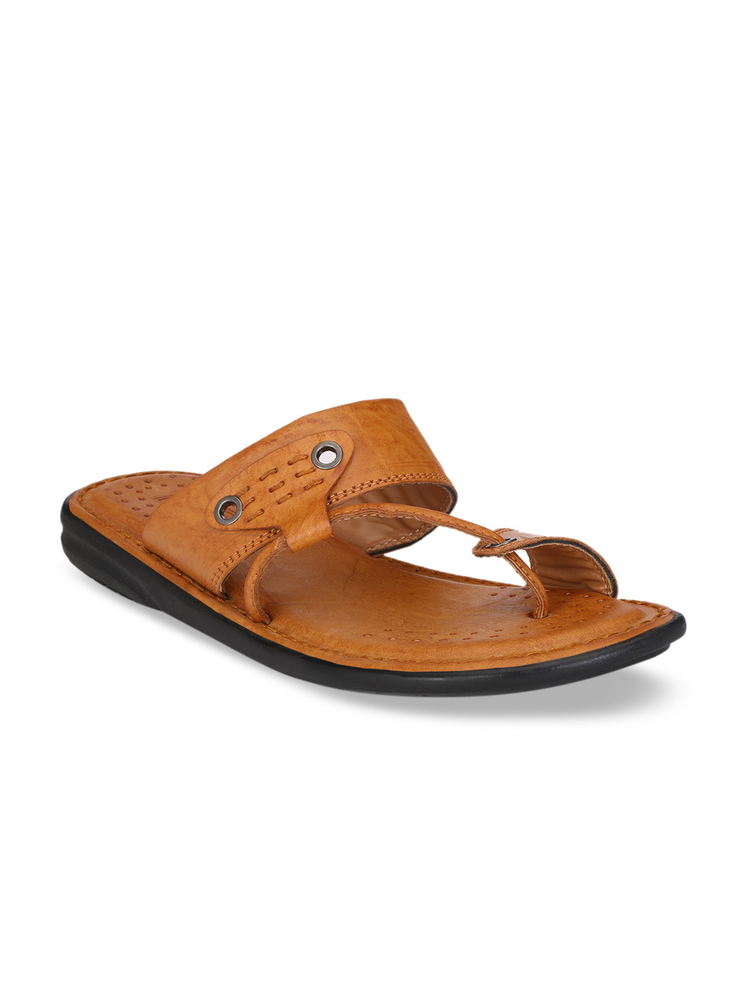 

Azzaro Black Men Beige Solid Comfort Sandals
