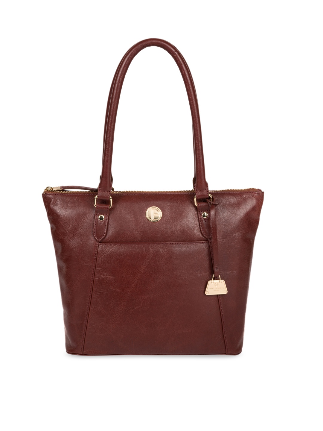 

PURE LUXURIES LONDON Women Brown Solid Genuine Leather Violet Tote Bag