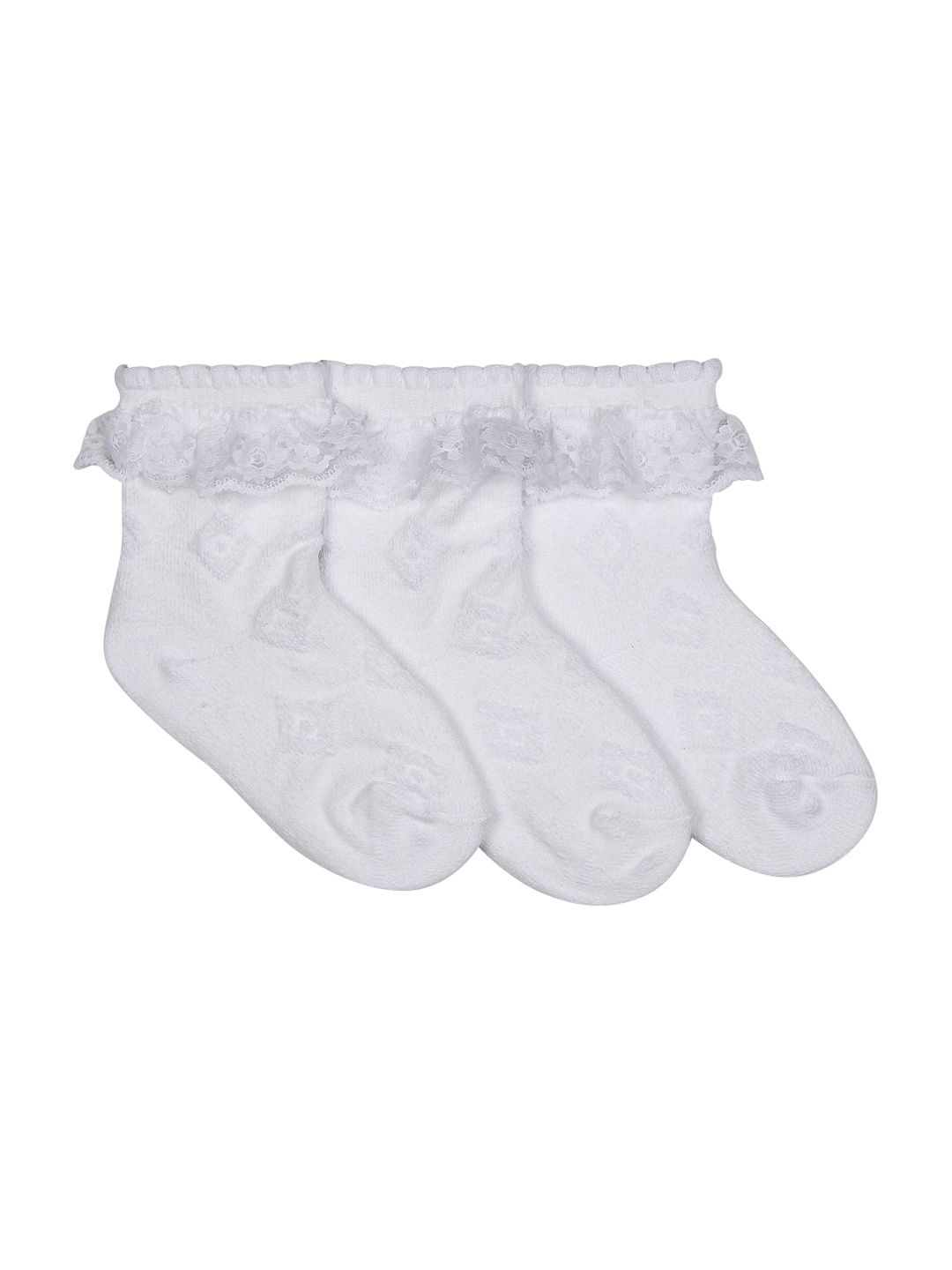 

Supersox Kids Pack of 3 White Assorted Ankle-Length Socks