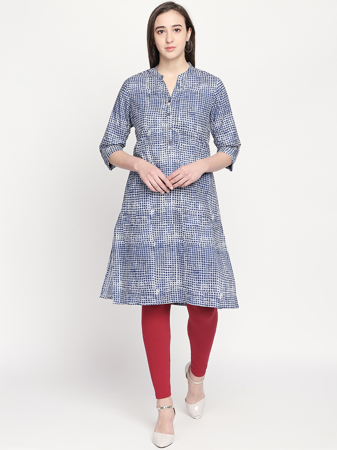 

RANGMANCH BY PANTALOONS Women Blue Printed Straight Kurta
