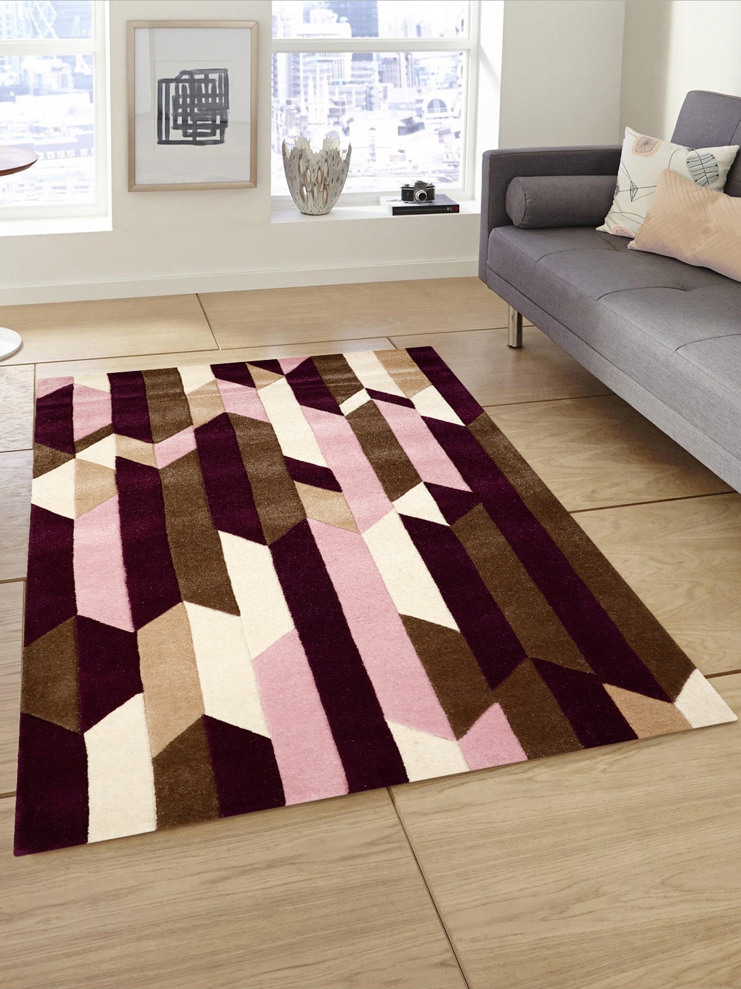 

Presto Brown & Purple Heavy-Shaggy Hand Tufted Anti-Skid Carpet