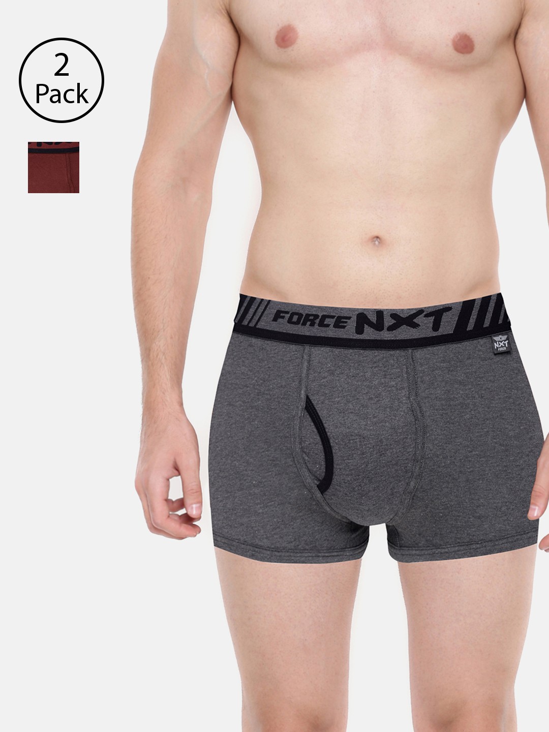 

Force NXT Men Pack of 2 Solid Assorted Trunks MNFF-133-PO2, Grey